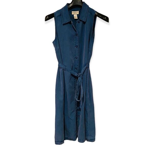 Mary McFadden Blue Denim Button Down Sleeveless Dress Size Large - Picture 1 of 3